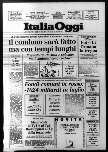 Italia oggi : quotidiano di economia finanza e politica